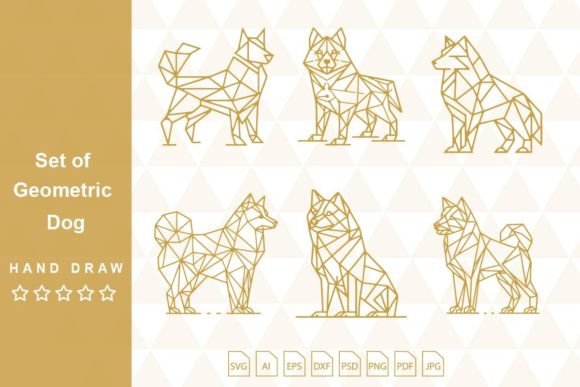 Download Set of Geometric Dog Polygonal Lines - Premium Bundle