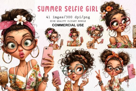 Download Quirky Woman Summer Selfie Clipart PNG - Woman Collection