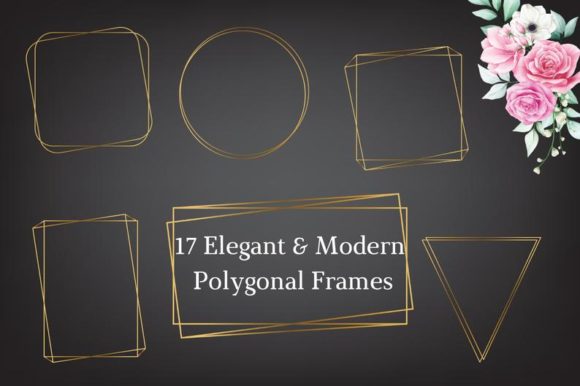 Download Elegant Modern Gold Polygonal Frame Clip - Polygonal Collection