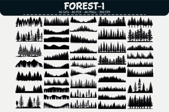 Download Forest Tree Silhouette Clipart–46 Design - Tree Collection