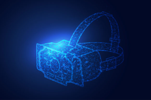 Download VR Camera Low Polygonal Blue Wireframe - Premium Bundle