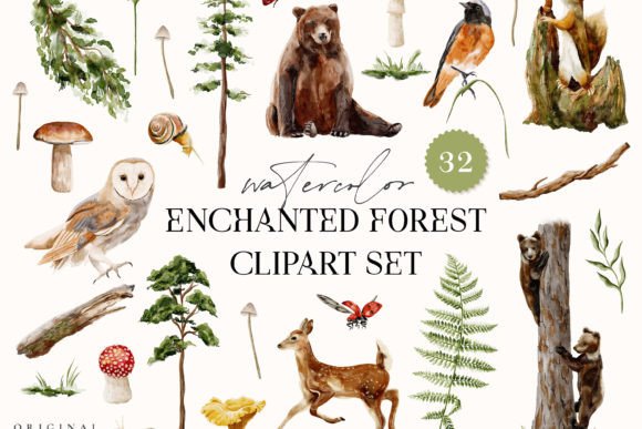 Download Enchanted Forest Watercolor Animals Tree - Tree Collection