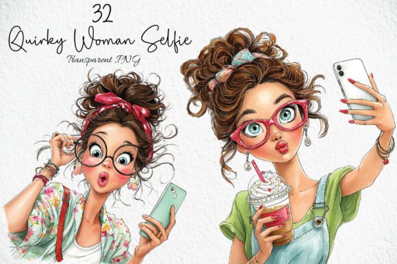 Download Quirky Woman Summer Selfie Clipart PNG - Woman Collection