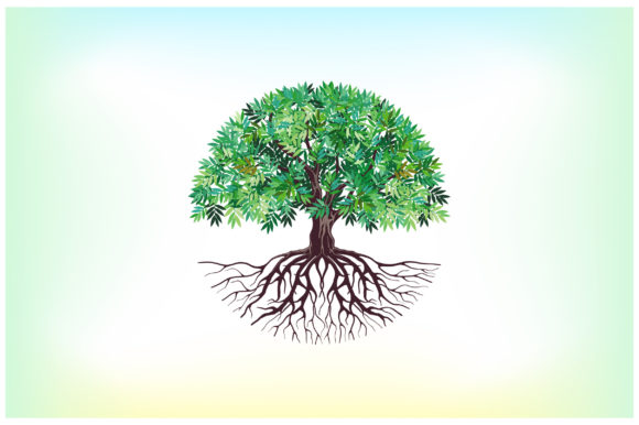 Download Tree and Roots Vector Circular Shape - Tree Collection
