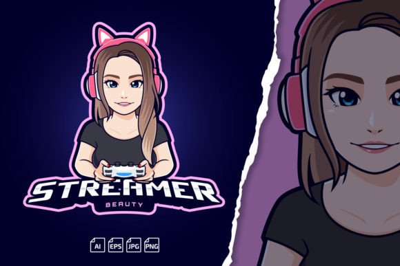 Download Streamer Gamer Girl Editable Logo Templa - Editable logo Collection